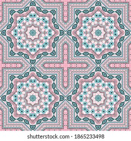 Ornate moroccan zellige tile seamless rapport. Geometric texture vector swatch. Bedcover print design. Traditional moroccan zellige tilework eternal pattern. Line art graphic background.