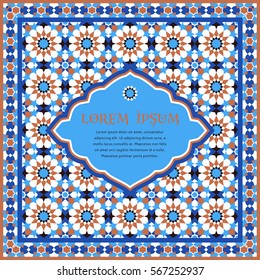 Ornate mosaic background, template for design in arabic style