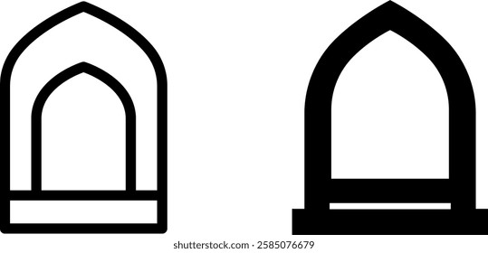 Ornate Mosque Window Symbol Vector Icon Set