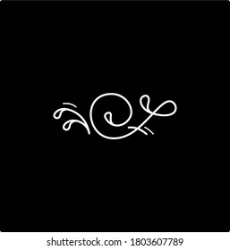 ornate motif for black design, white swashes vector icon in outline