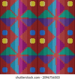 Ornate multicolor knitting seamless vector pattern as a fabric texture, for plaid, clothes, blankets and other