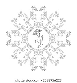 Ornate Odyssey Mandala coloring book page for Kids. Easy Mandala Coloring Book Pages for Adults to Relax, Experiences Give Relief. Resizeable Vector File