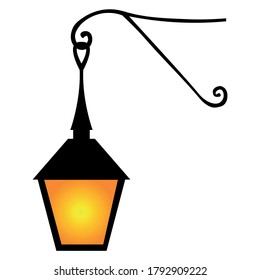 ornate old streetlight hanging vintage lamp vector illustration 