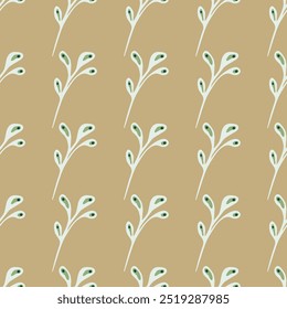 Ornate and organic, this seamless nature-inspired pattern blends doodle art with botanical elements for stylish fabric and paper prints.