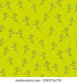 Ornate and organic, this seamless nature-inspired pattern blends doodle art with botanical elements for stylish fabric and paper prints.