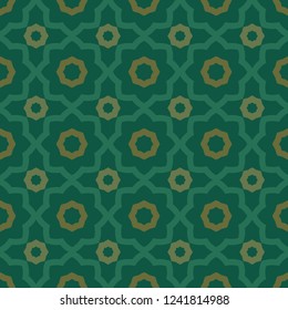 Ornate oriental floral yellow green motif. Elegant arabesque mosaic texture design. Minimal allover pattern for textile, fabric, interior, wallpaper, phone case. Modern simple graphic line ornament.