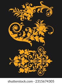 Ornate ornament design and decorative elements. Classic gold calligraphic and floral vector illustration with black background editable for your needs,web,design,print, poster Free Vector