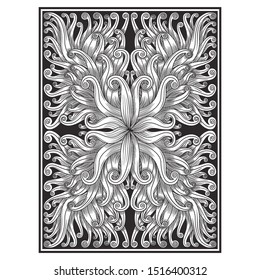 Ornate ornament plant floral illustration vector hand drawing