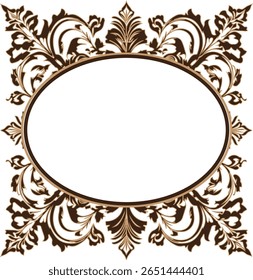 Ornate Oval Frame with Flourishes and Decorative Elements