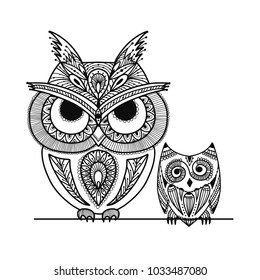 Ornate owl, zenart for your design