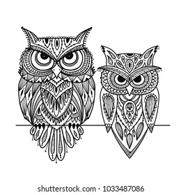 Ornate owl, zenart for your design
