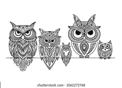 Ornate owl, zenart for your design