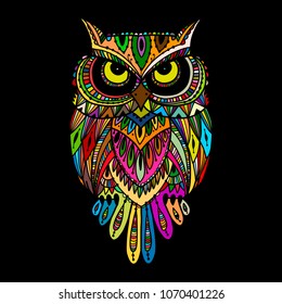 Ornate owl, zenart for your design
