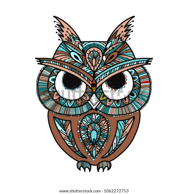 Ornate Owl Zenart Your Design Stock Vector (Royalty Free) 1062272753