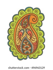 Ornate paisley - decorative indian henna design. Mehendi vector in eastern style
