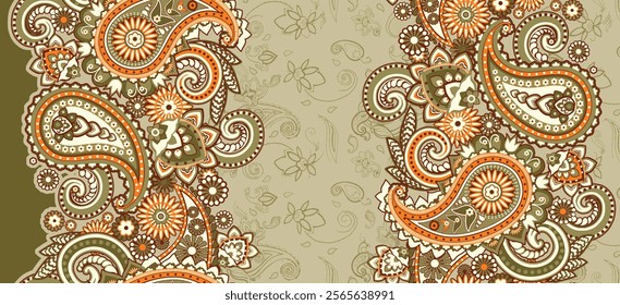 Ornate Paisley Pattern in Earthy Tones for Design Inspiration