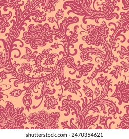 Ornate Paisley Pattern Pink vector