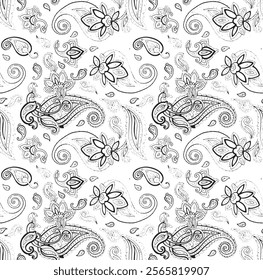 Ornate Paisley Pattern Seamless Design for Print or Digital Media