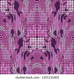 Ornate Patchwork Pattern. Collage Composition.  Vector Seamless Patchwork Pattern. Kaleidoscope Layout.  Gray Rhythmic Abstract Geometric Background With Organic Shapes. Mosaic Design. Asian Motif.