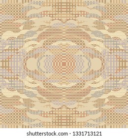 Ornate Patchwork Pattern. Collage Composition.  Gray Vector Seamless Patchwork Pattern. Kaleidoscope Layout.  Rhythmic Abstract Geometric Background With Organic Shapes. Mosaic Design. Asian Motif.
