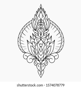 ornate pattern hand drawn design element.  spirituality, occultism, textiles art. Vector illustration 