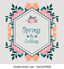 Ornate Pattern of leaf and flower frame, for spring calling greeting card template concept. Vector