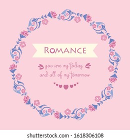 Ornate Pattern of leaf and pink flower frame, for romance elegant invitation card template concept. Vector