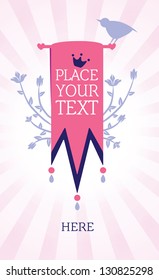 Ornate pink banner with place for your text. Elegant backdrop for invitation.