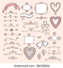 Ornate pink frames and floral elements