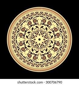 Ornate plate in Russian style. Vector Design element