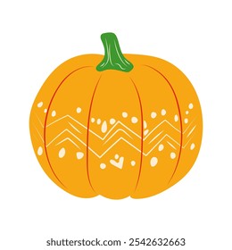 Ornate pumpkin in flat design. Kwanzaa holiday gift and harvest symbol. Vector illustration isolated.