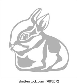 Ornate rabbit isolated on a white background. Easter illustration.
