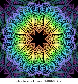 Ornate rainbow colors vector mandala