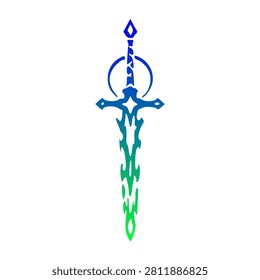 Ornate Rainbow Gradient Fantasy Sword