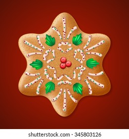 Ornate realistic vector traditional Christmas gingerbread Star. Vector illustration EPS10