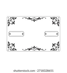 Un marco rectangular adornado con diseños florales y espacios en blanco dentro