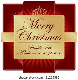 Ornate Red and Gold Christmas Label with room for your own text. Please see my color variations on this illustration.