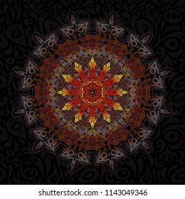 Ornate red, purple and brown pattern for design. Ornament for invitations, birthday, greeting cards, web pages. Luxury multicolored wallpaper. Vector seamless texture in Eastern style.