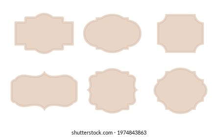 ornate retro greeting card label set isolated on white background