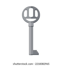 Ornate retro key cartoon illustration. Metal key from locks isolated on white background. Security, protection, privacy concept
