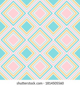 Ornate  rhombus shapes geometric seamless pattern. Argyle textile print. Wallpaper swatch. Rhombus shapes argyle design.