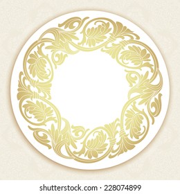 Ornate round frame on seamless background.