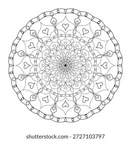  Ilustración vectorial de mandala de patrón de encaje redondo adornado