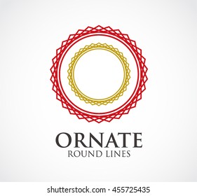 Ornate of round lines abstract vector and logo design or template decorative business icon of company identity symbol concept