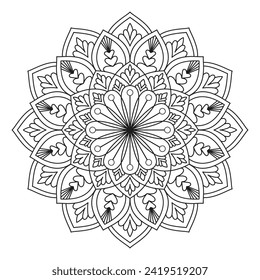 Ornate Round Mandala Design Coloring Book Pages