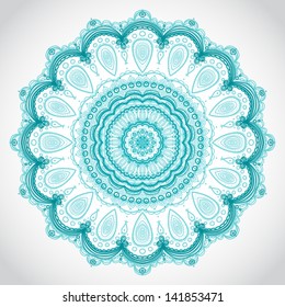Ornate round ornament in east style. Element for design. It can be used for decorating of invitations, cards, decoration for bags and clothes