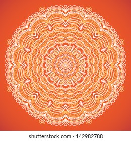 Ornate round ornament in rustic style. Elements for design. It can be used for decorating of invitations, cards, decoration for bags and clothes.