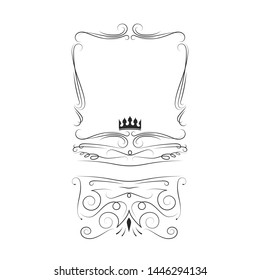 Ornate royal label with crown for Irish whiskey bottle. Hand drawn vintage alcohol frame. Certificate border. 