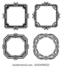Ornate Scroll Vintage Decorative Floral Frames Vector Set Packs
