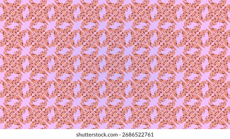 Patrón floral sin fisuras adornado con elegantes remolinos naranjas y marrones, hojas y Pequeñas flores sobre un fondo de lavanda suave. Perfecto para proyectos decorativos, textiles y papel digital.